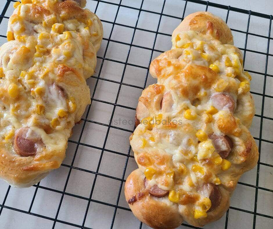 Sausage buns with corn  and cheese