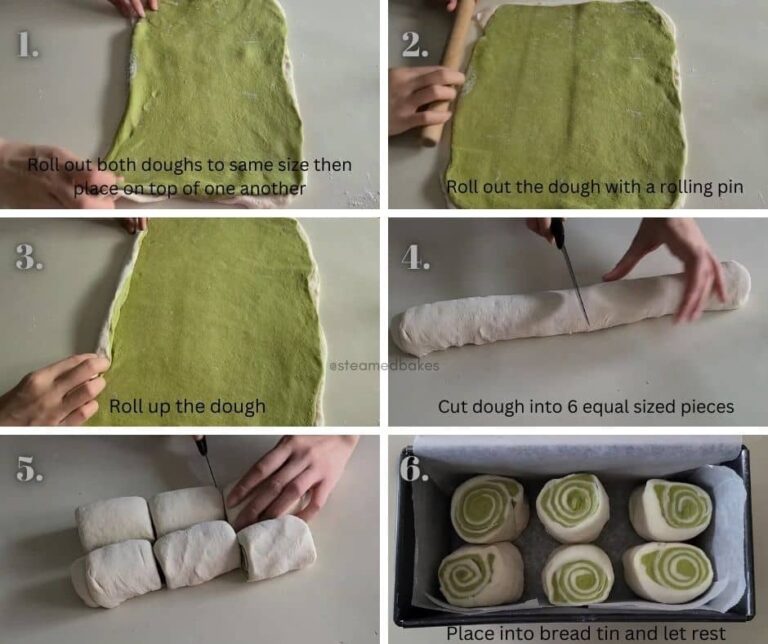 shaping matcha swirl bread